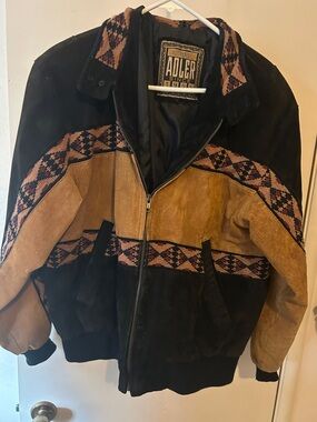 Adler Suede & Leather Bomber Jacket - Black & Tan